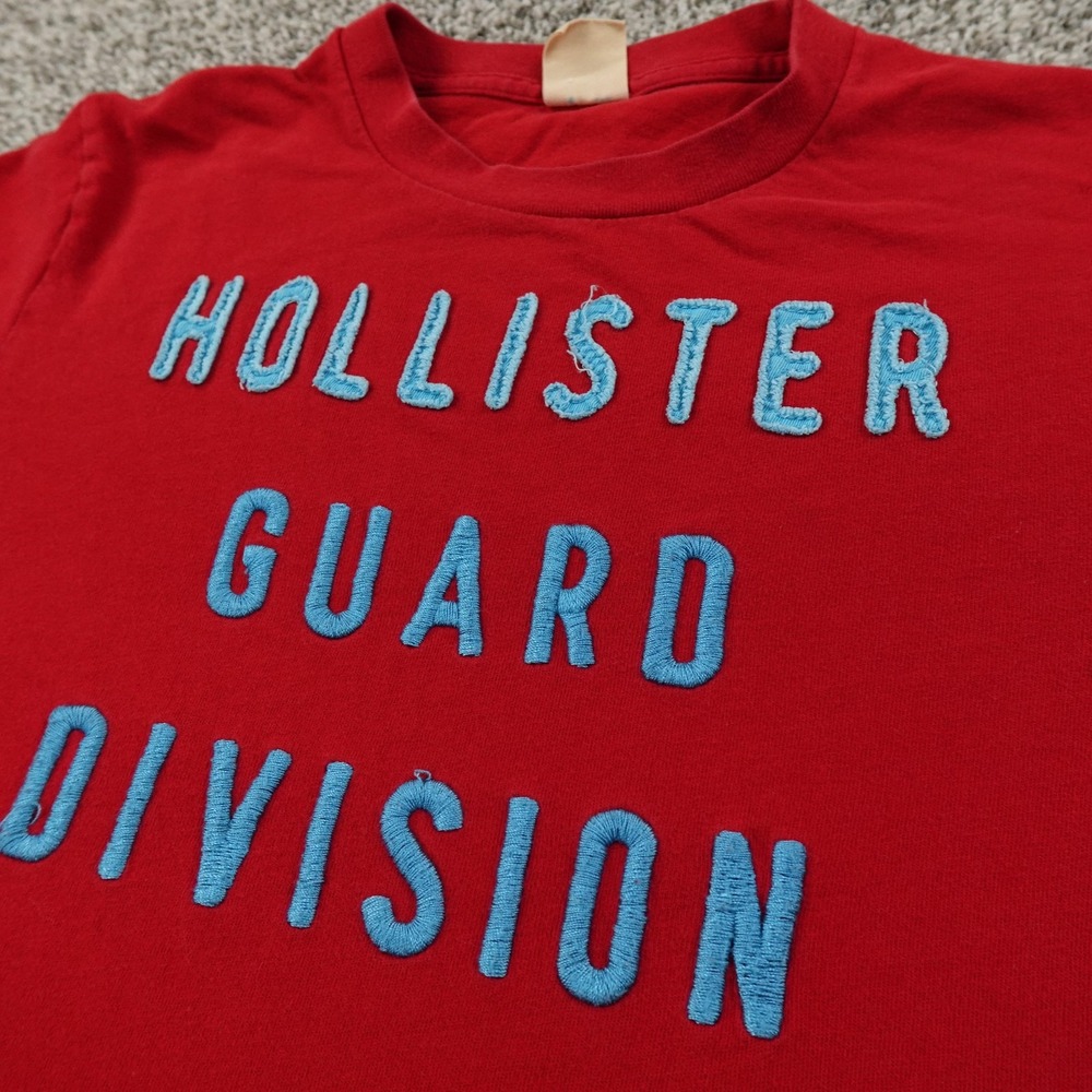 VTG Hollister Shirt Mens L Red Embroidered Logo Short Sleeve Tee Grunge Y2K 00s